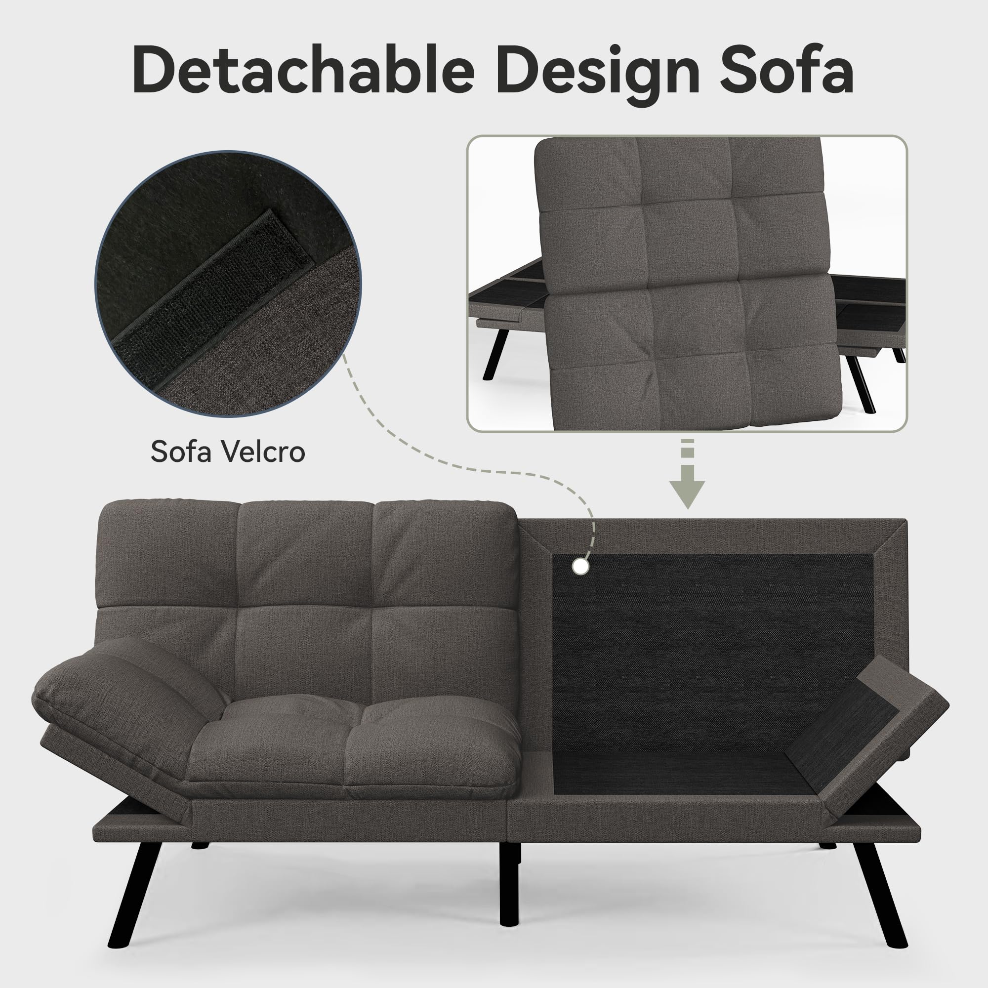 Convertible Futon Sofa Bed with Memory Foam