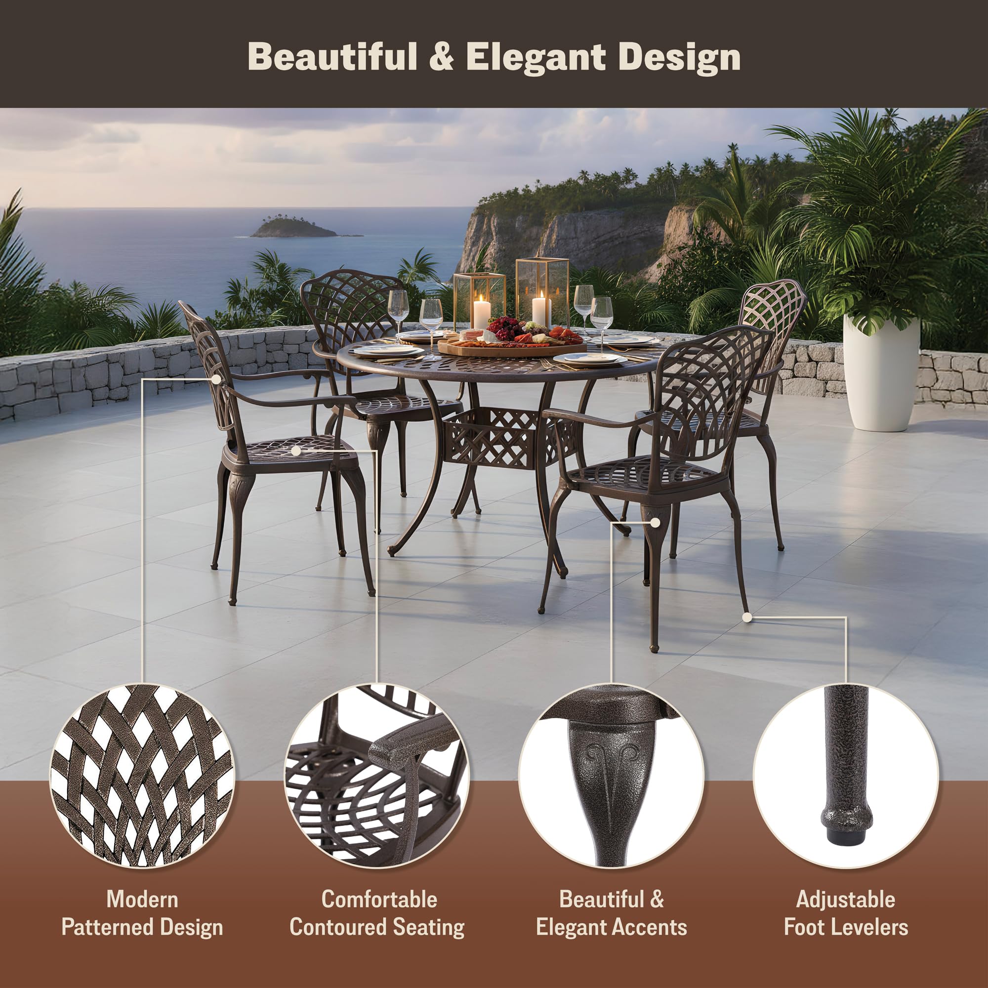 5-Piece Outdoor Dining Set Cast Aluminum
