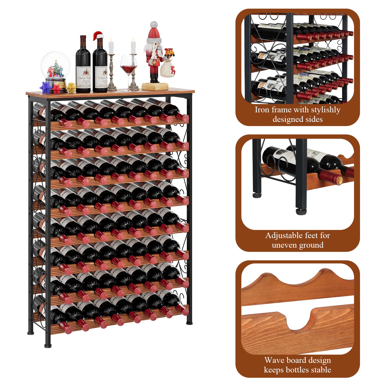 64 Bottle Wine Rack with LED Light