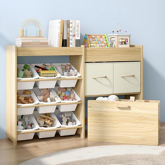 4-in-1 Kids Toy Storage Organizer with 9 Bins