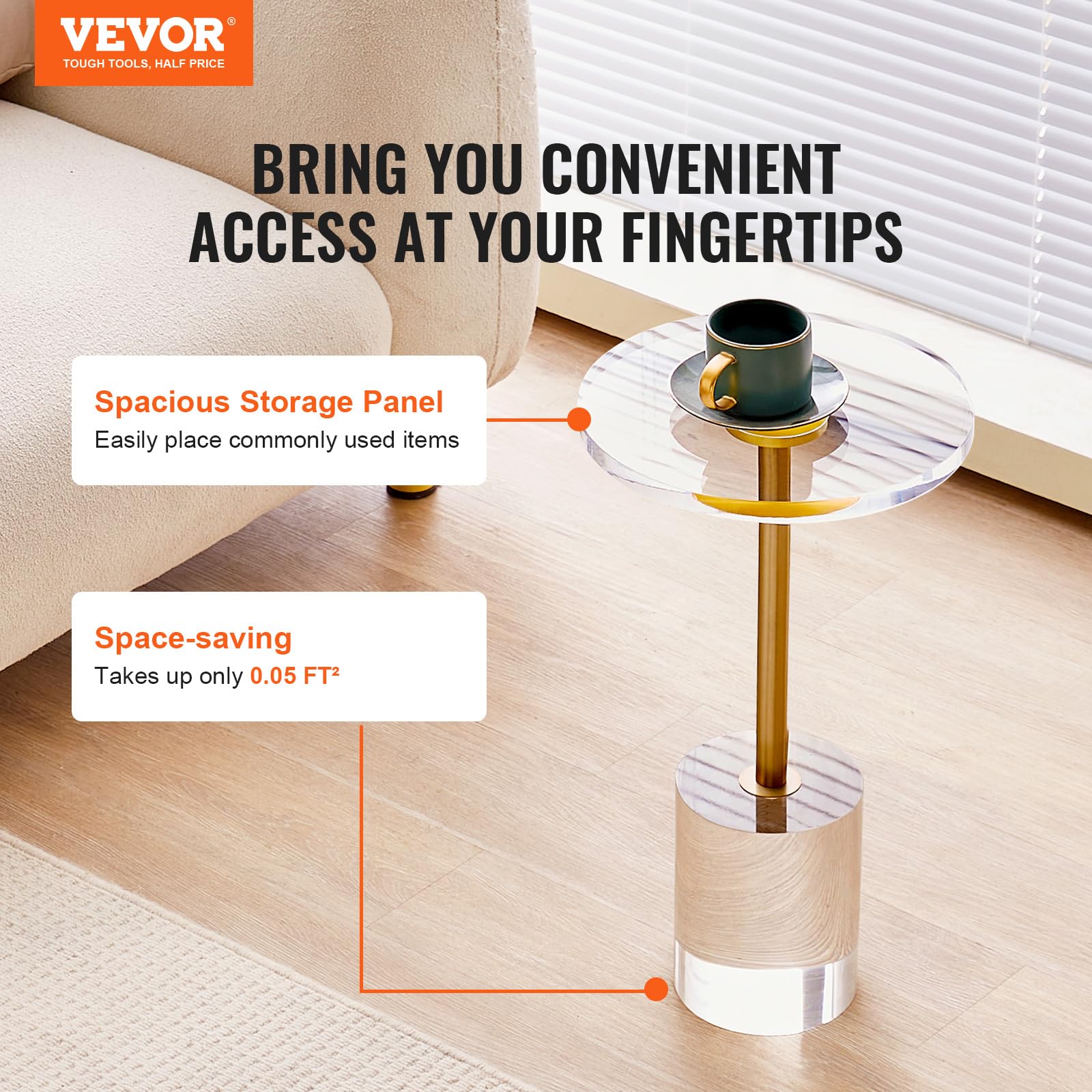 Clear Acrylic End Table with Solid Base