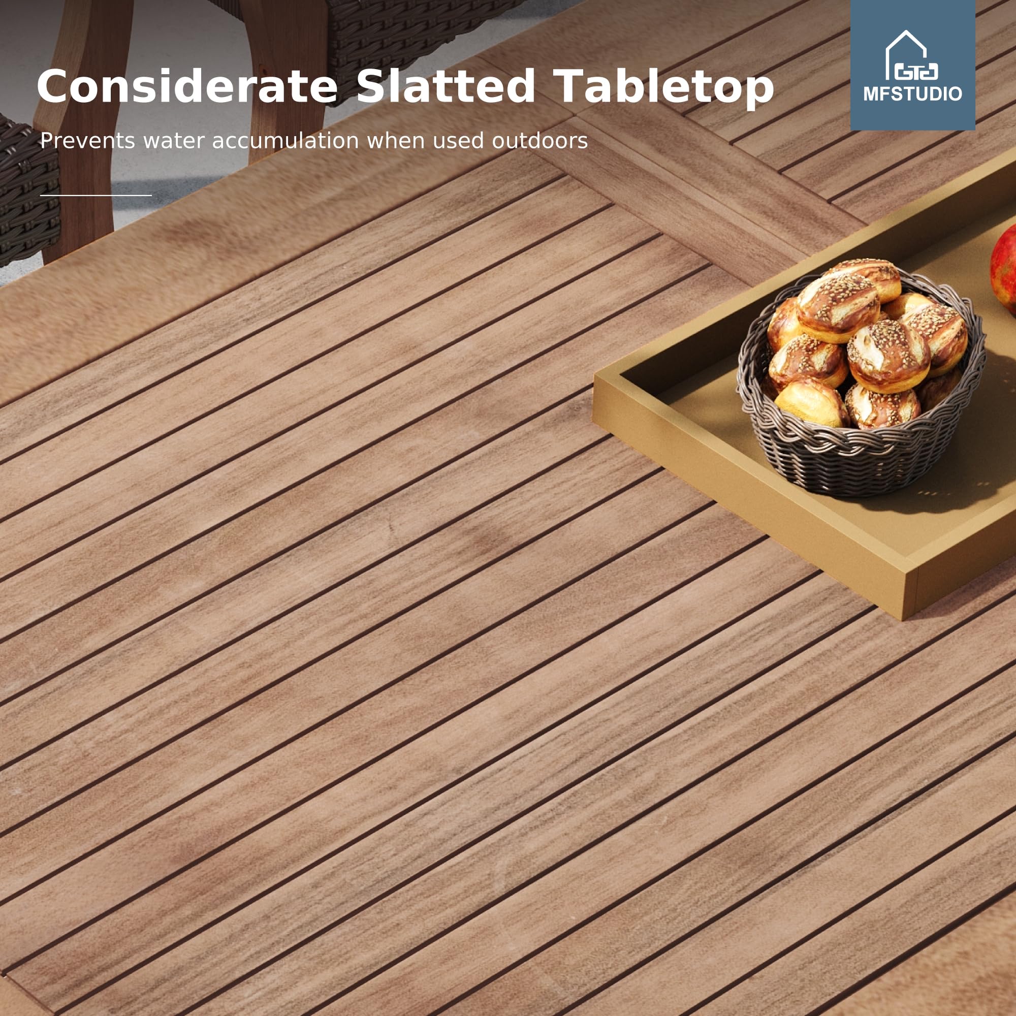 9-Piece Outdoor Teak Wood Dining Set for 8