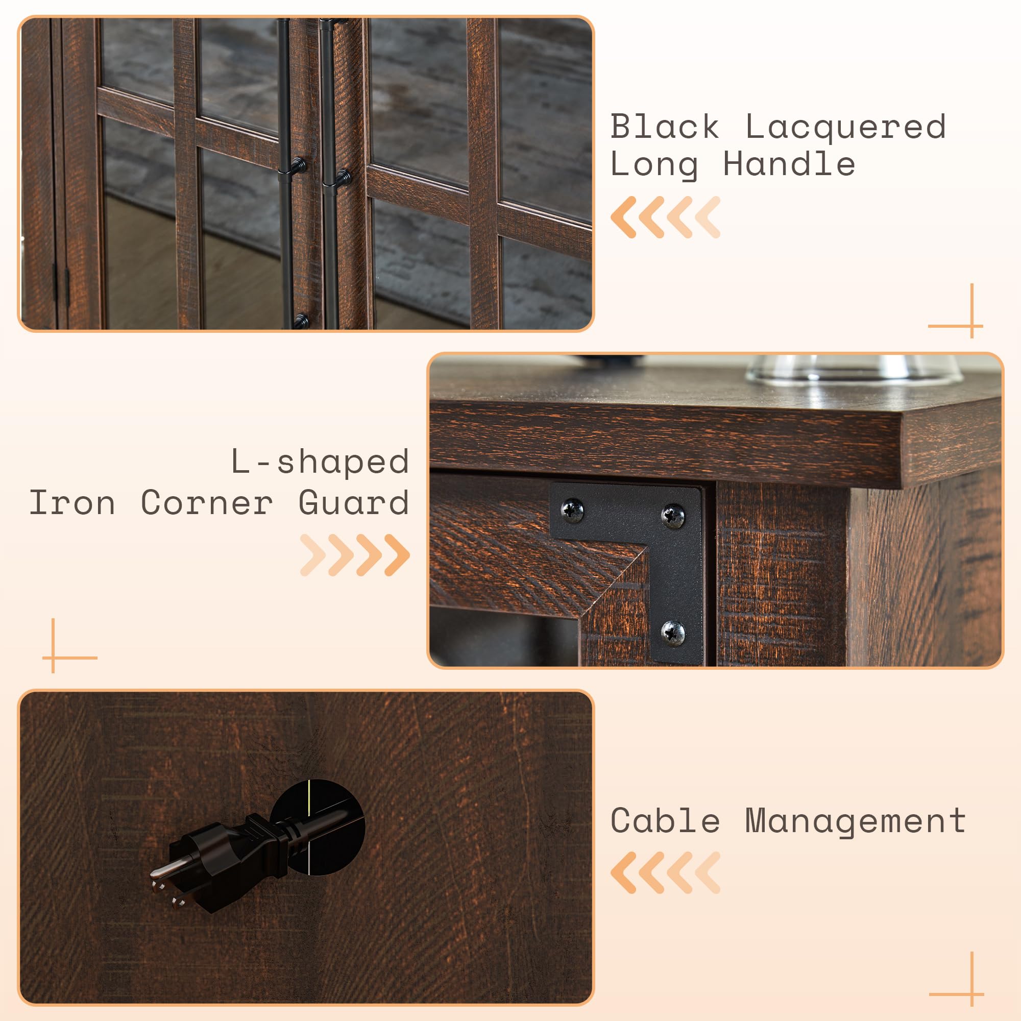63" Farmhouse Buffet Sideboard Cabinet with Glass Door