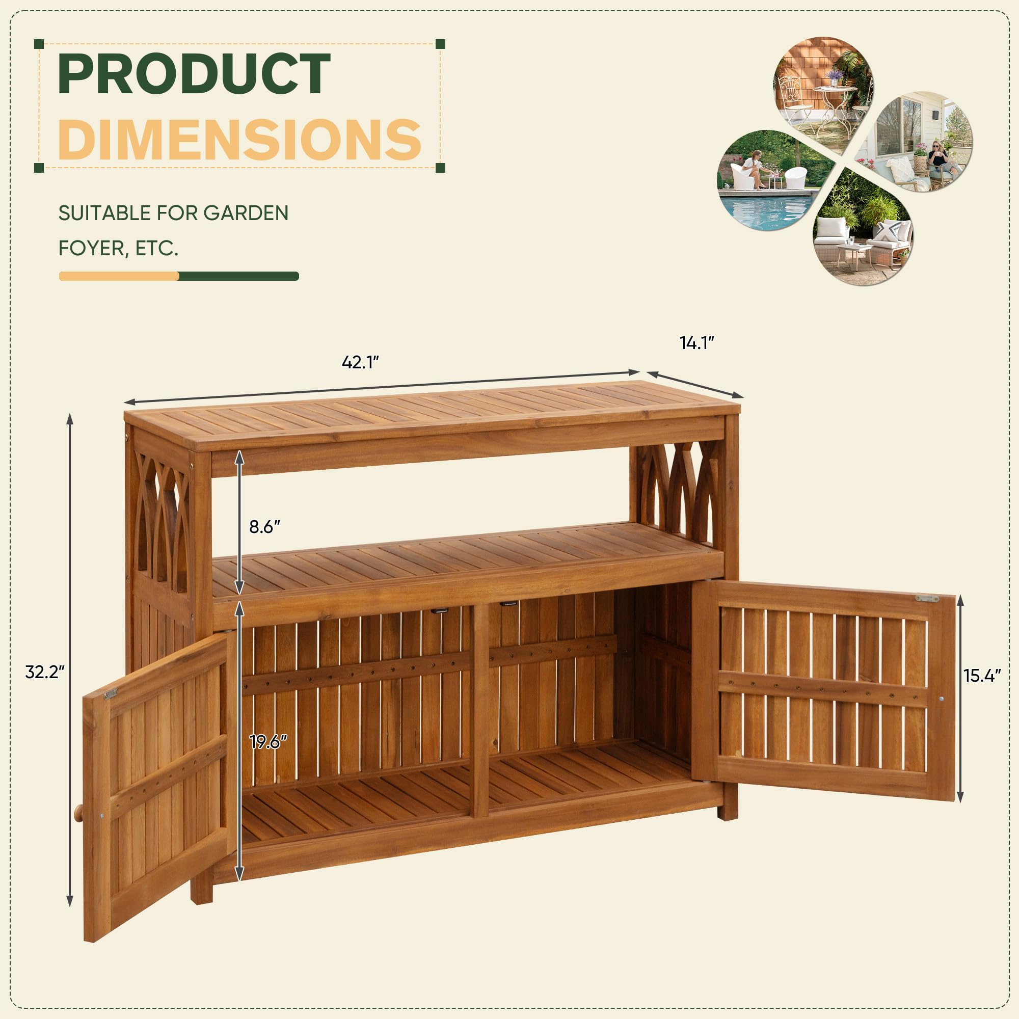 2-Tier Outdoor Storage Cabinet with Magnetic Doors