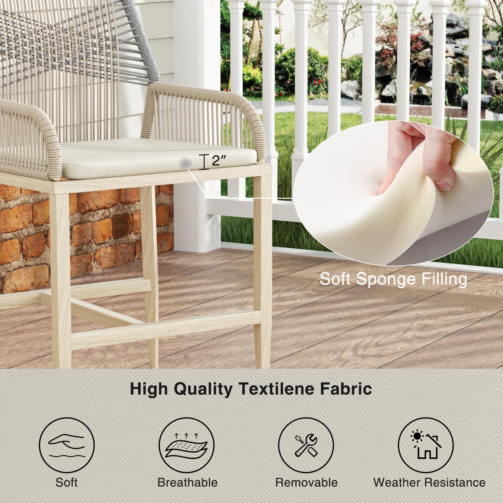 Rattan Counter Height Bar Stools Set of 4