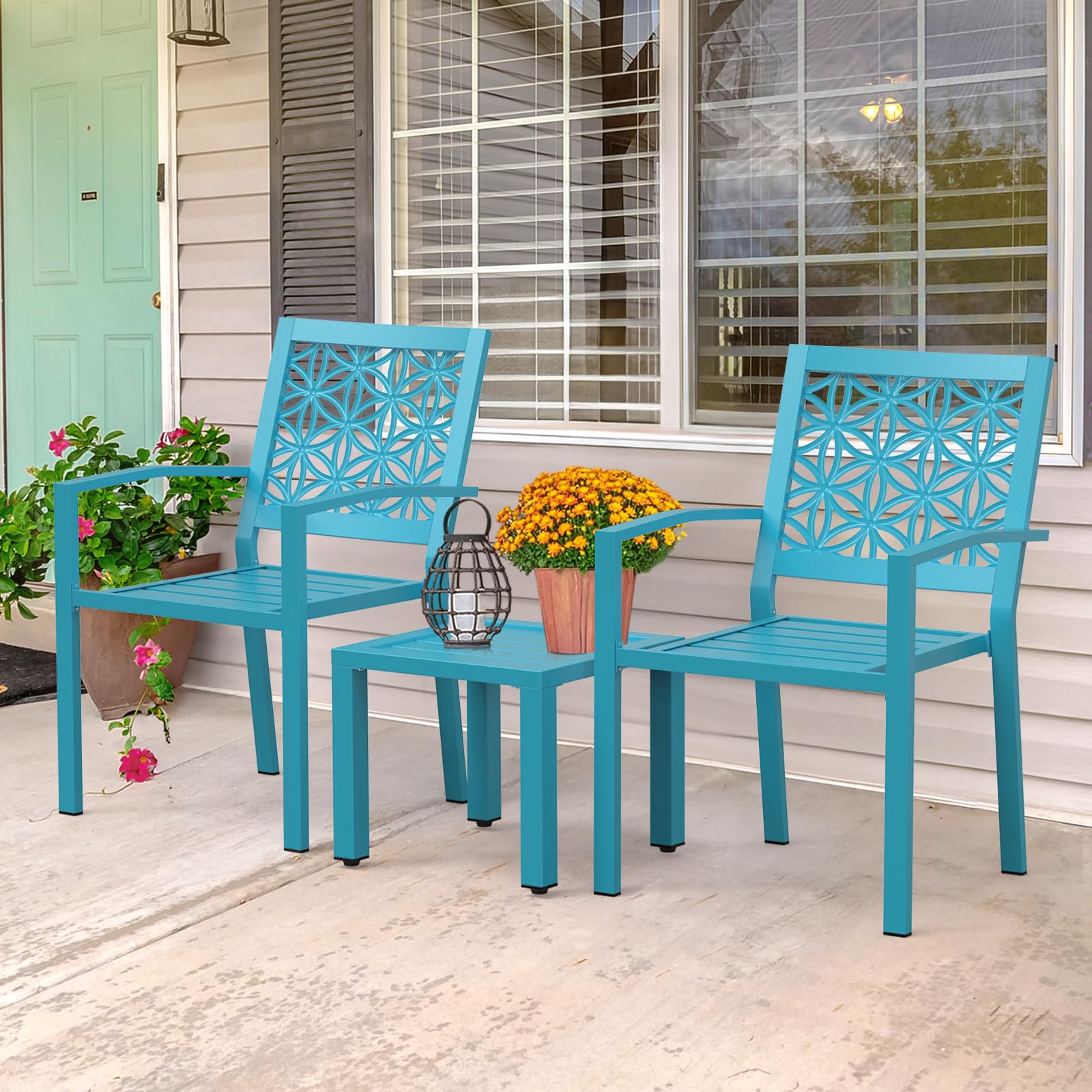 3-Piece Outdoor Bistro Set with Stackable Chairs