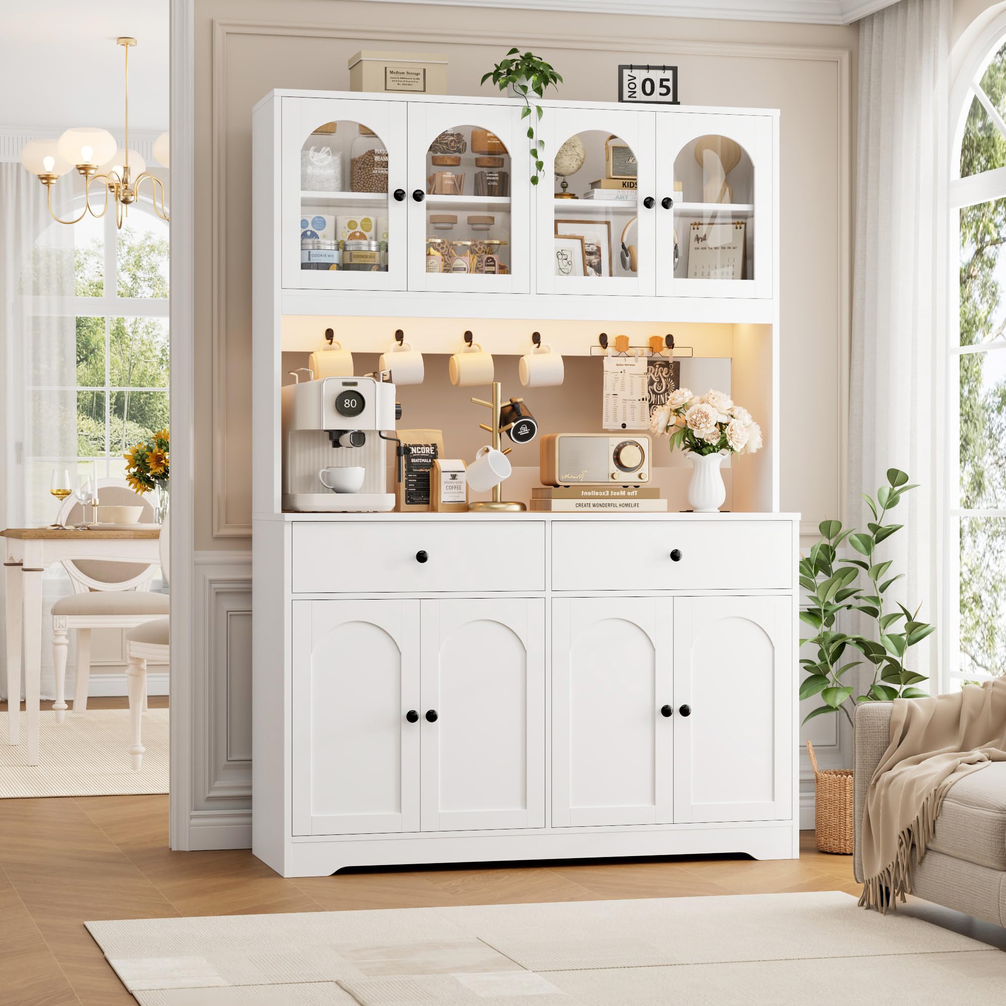 LED Kitchen Pantry Cabinet with Power Outlet