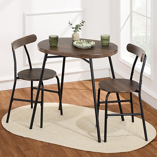 3-Piece Oval Dining Table Set with 2 Chairs