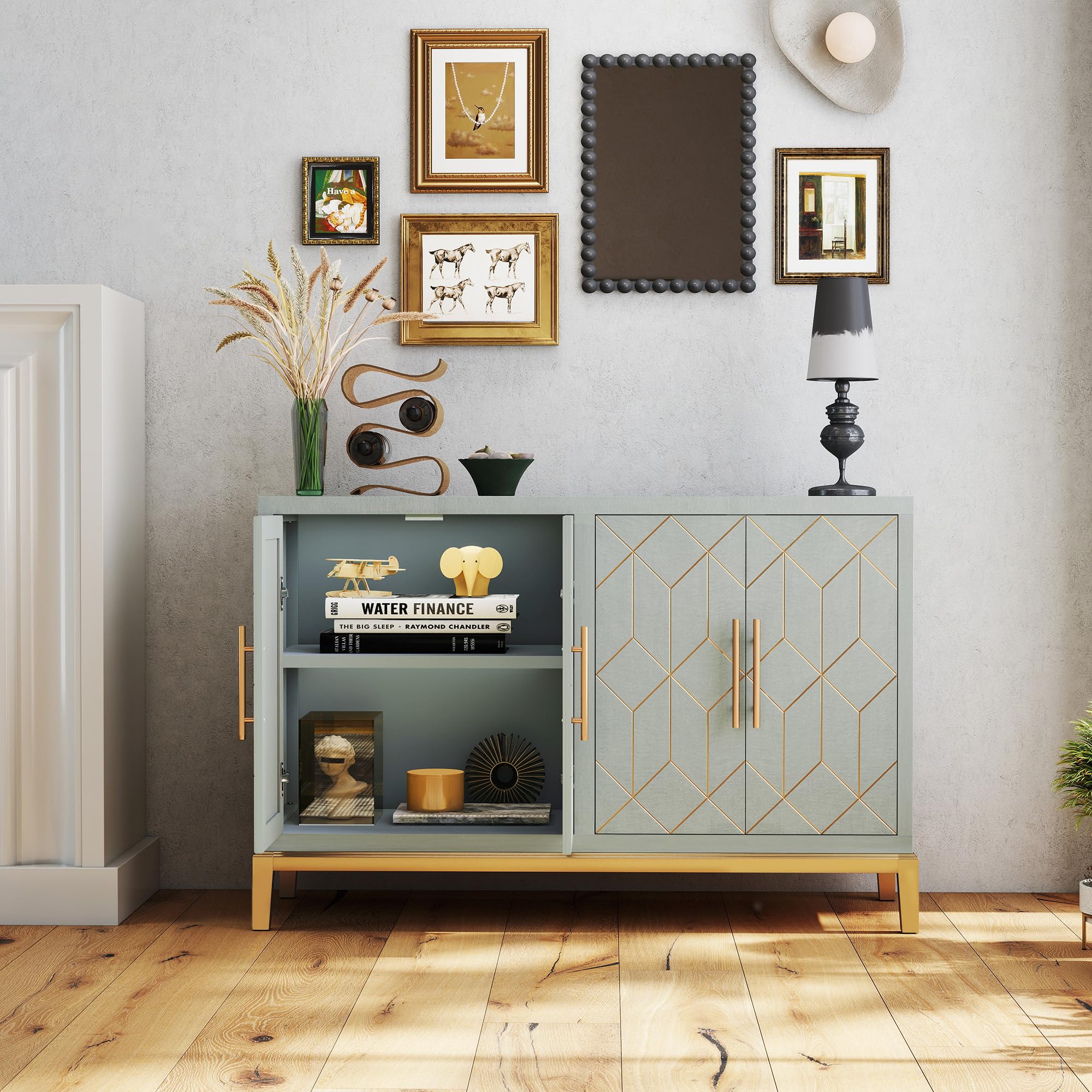 Modern Accent Storage Cabinet with 4 Doors