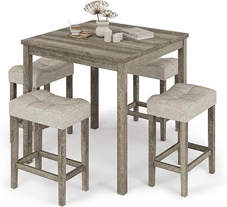 3-Piece Counter Height Bar Table Set with USB Charging