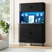 Wine Bar Cabinet with LED Lights and Storage