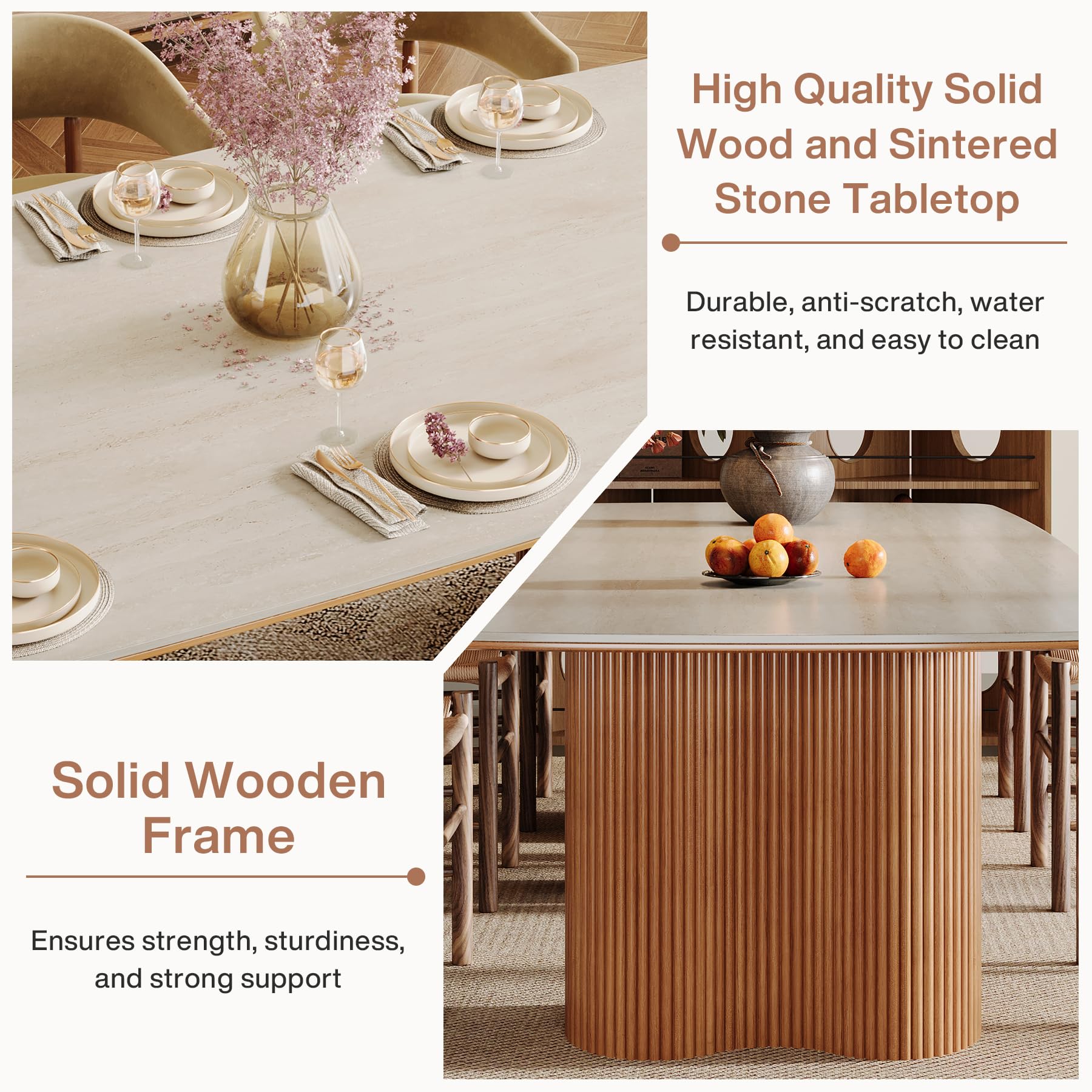 78.7" Sintered Stone Dining Table for 8-10 People