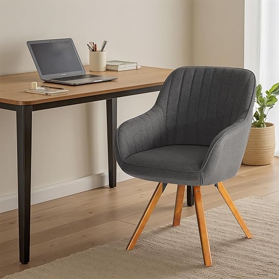 360° Swivel Desk Chair No Wheels Cream