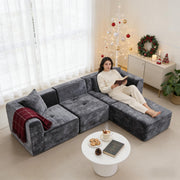 Cloud Modular Sectional Sofa - 108" L-Shaped Velvet Couch with Chaise