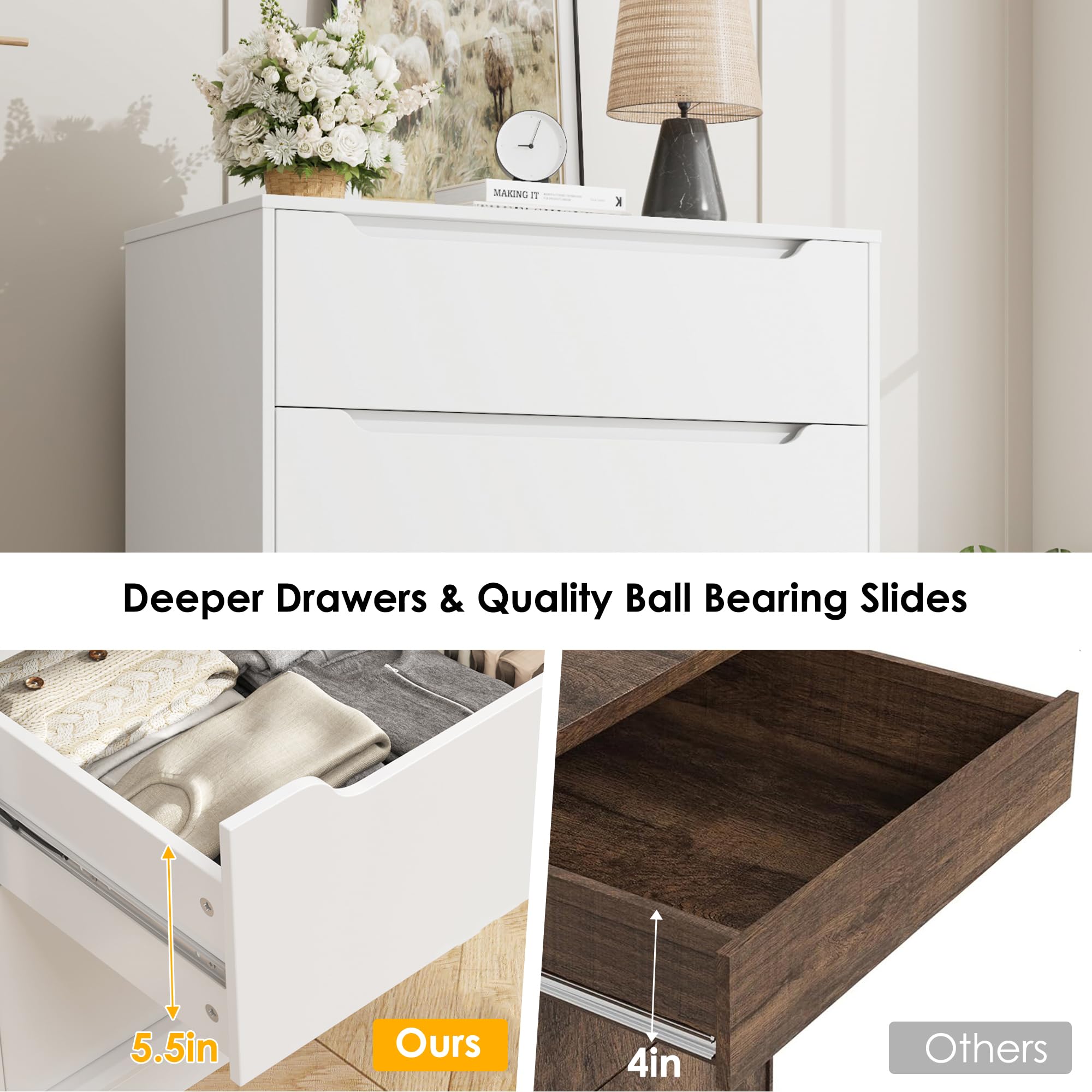 Modern 5 Drawer Dresser with Storage