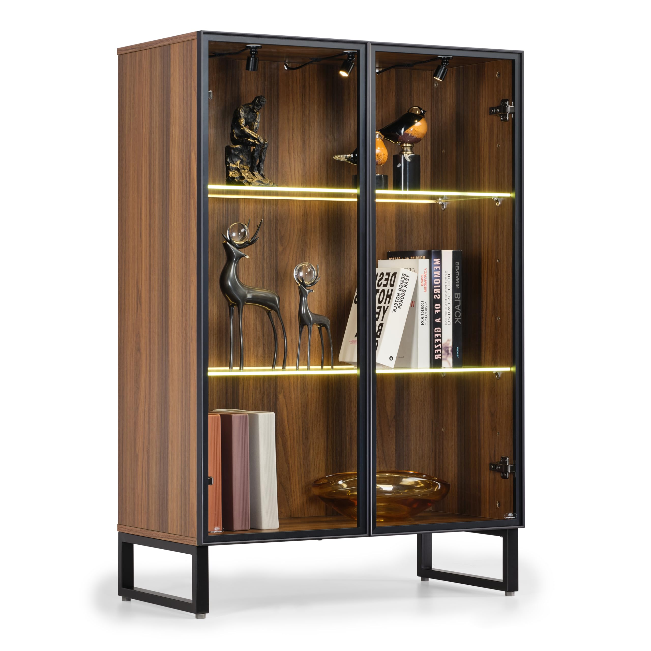 Curio Display Cabinet with LED Lighting and Adjustable Shelves