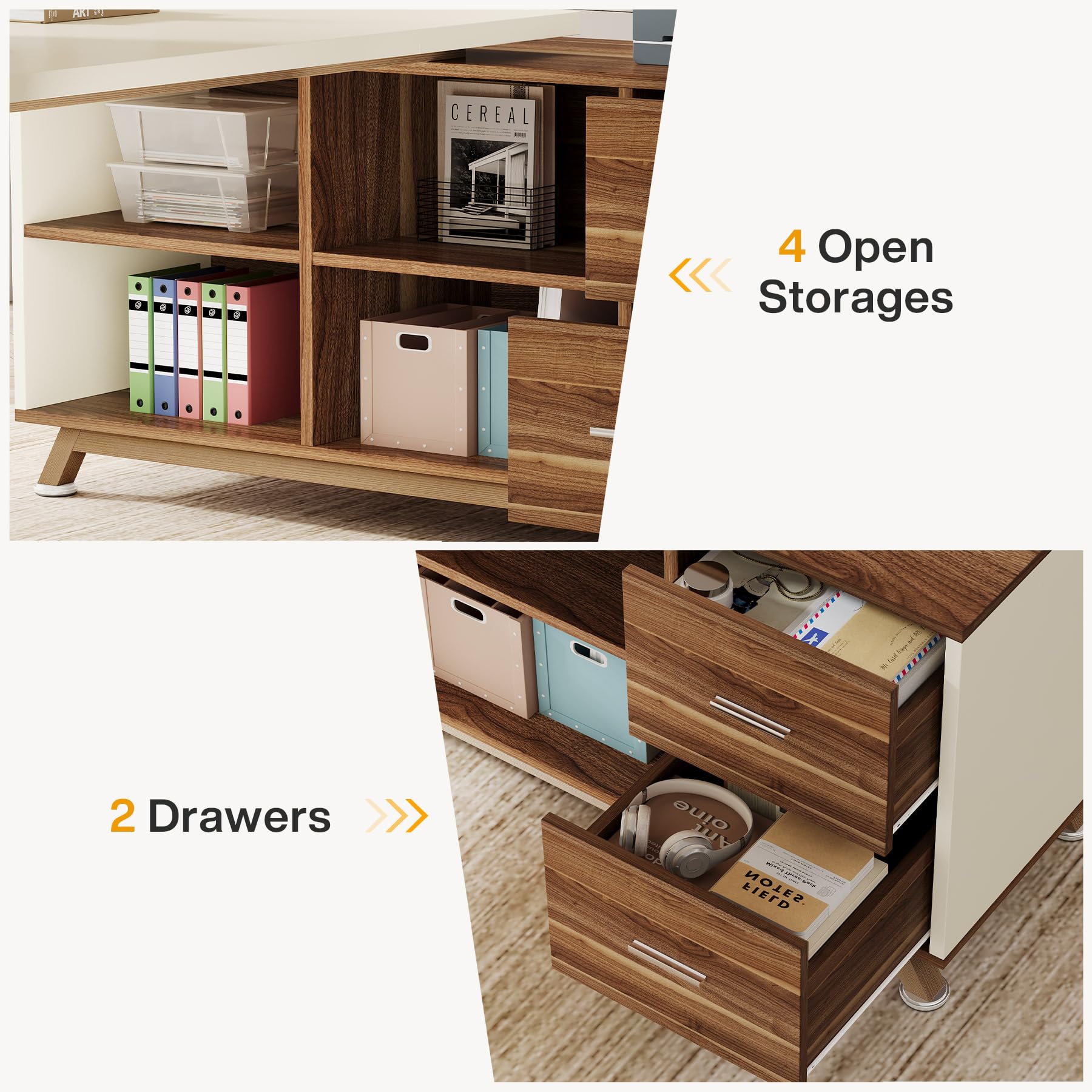 78.7-Inch L-Shaped Executive Desk with Storage Cabinet