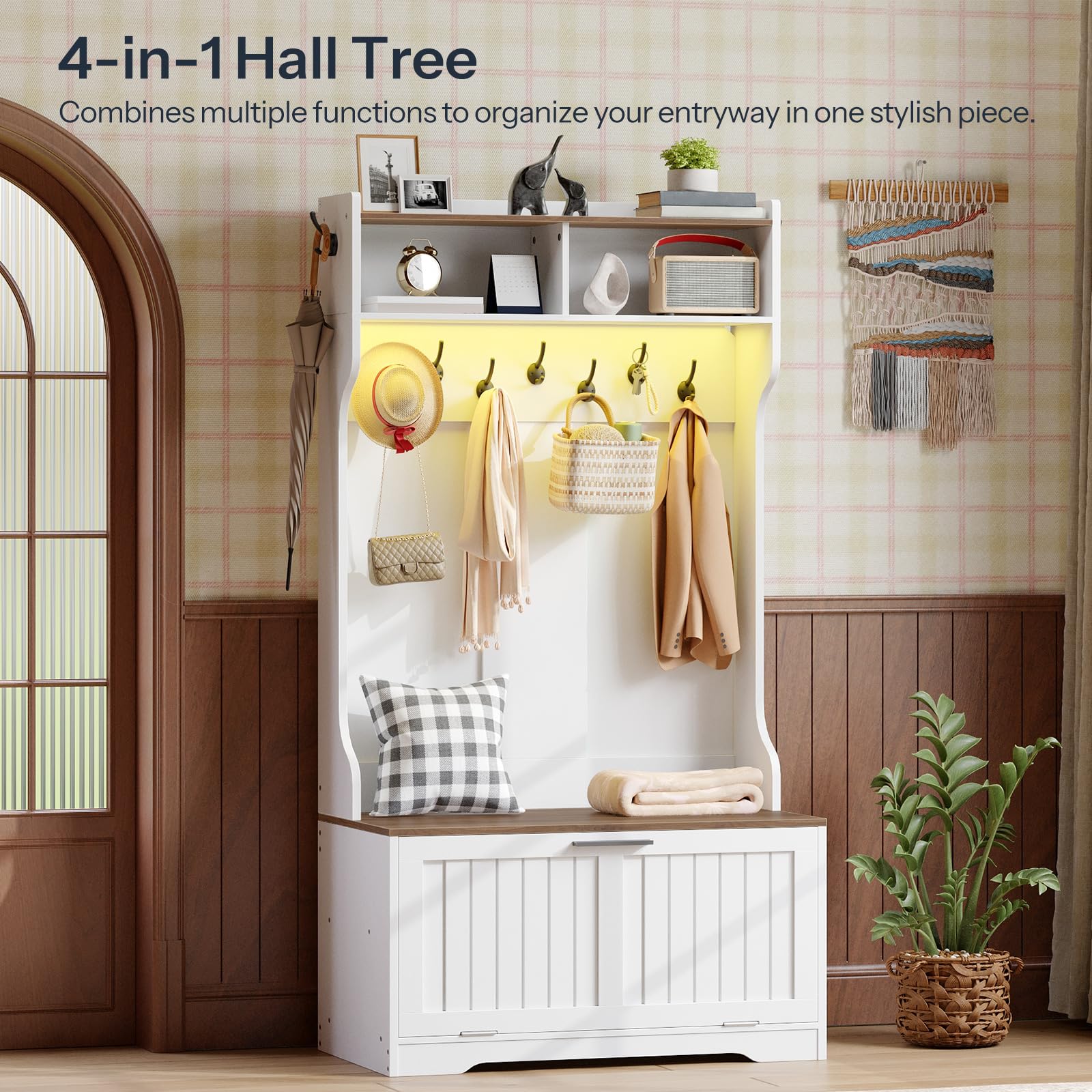Hall Tree with Bench and Shoe Storage