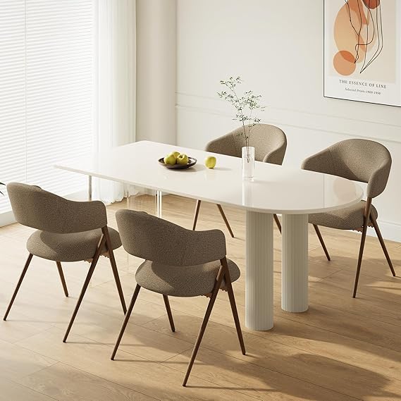 Dining Chairs Set of 4 Modern Fabric Upholstered with Open Back