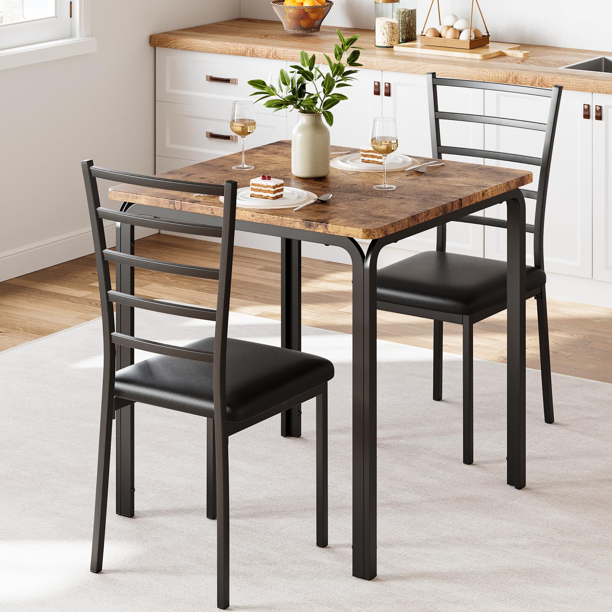 3-Piece Square Dining Table Set for 2