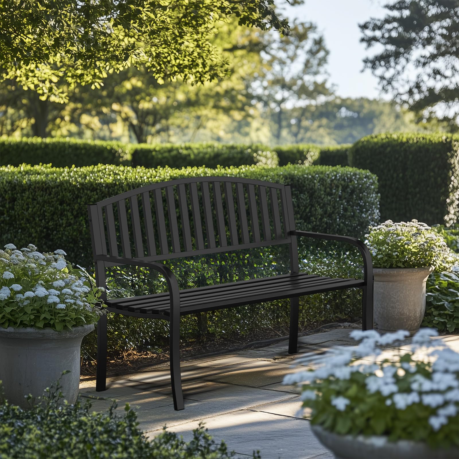 50" Heavy-Duty Metal Outdoor Bench
