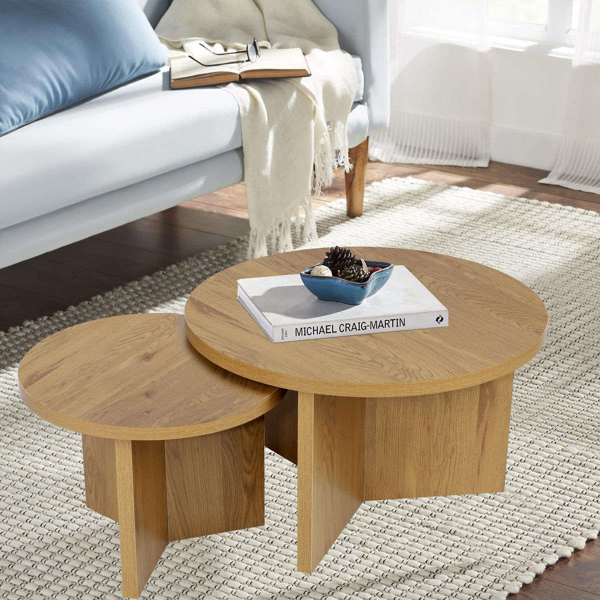 Round Nesting Coffee Tables Set of 2