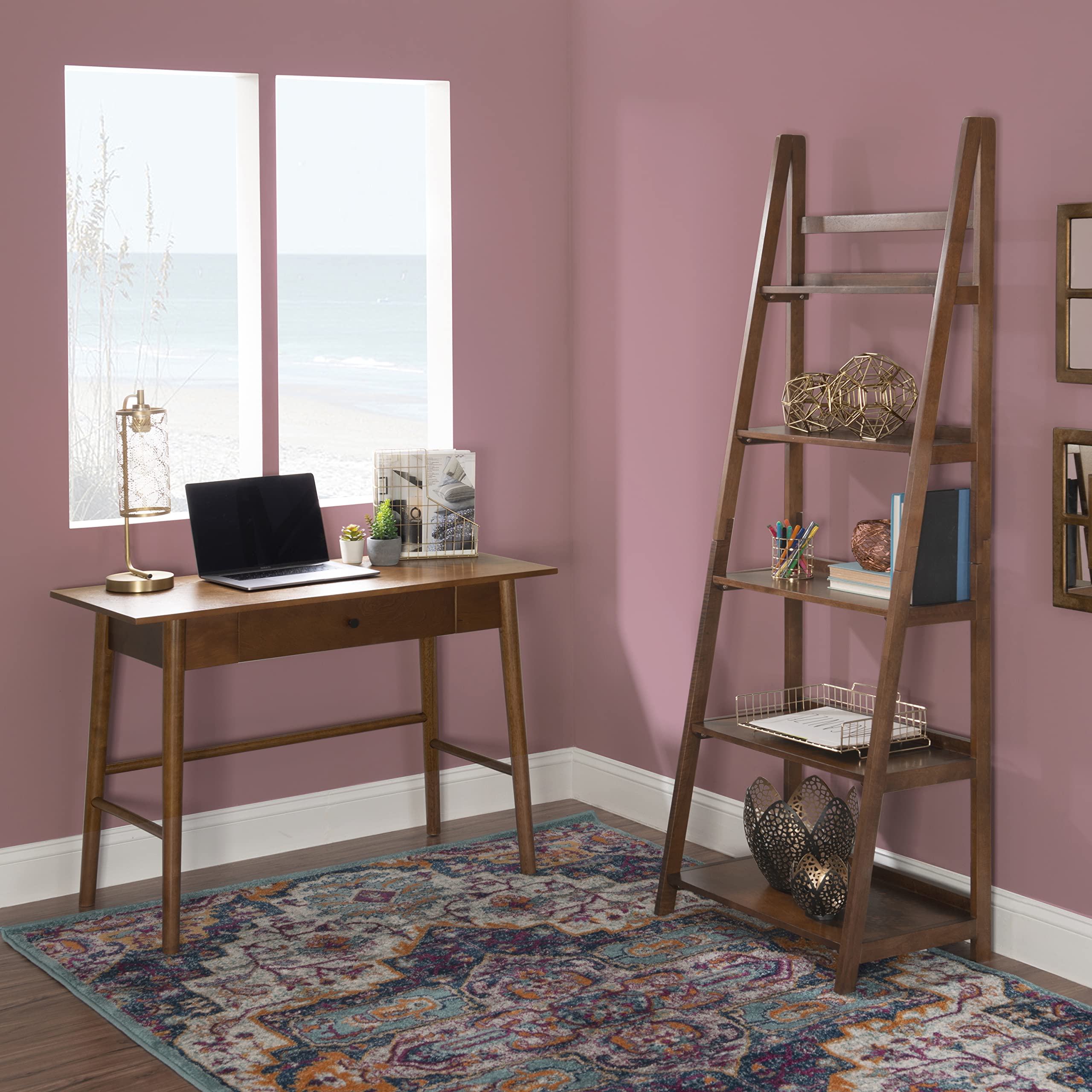 Mid-Century Walnut Desk with Drawer
