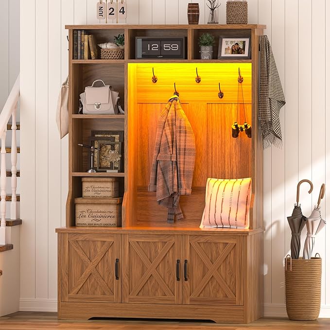 Hall Tree with Bench and Shoe Storage