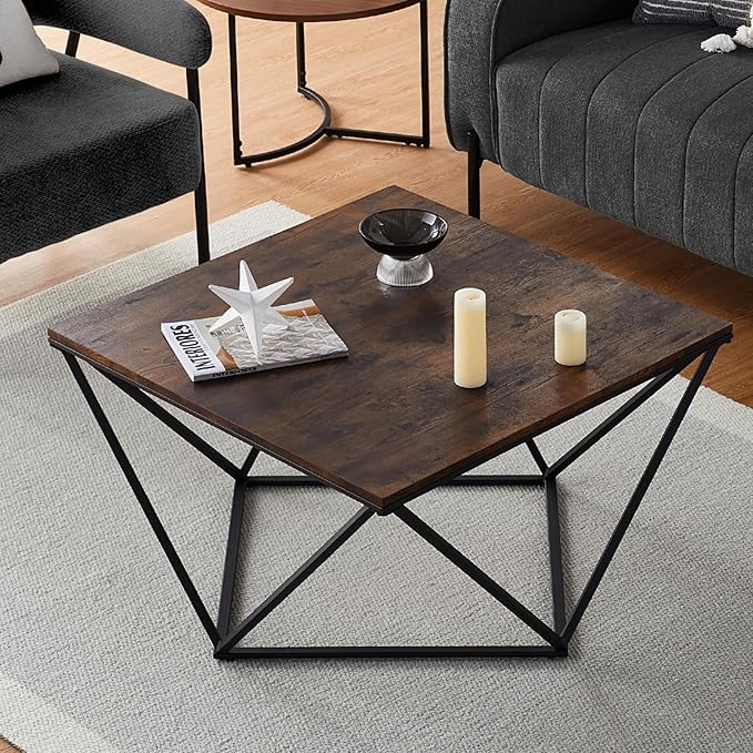 Square Coffee Table - Modern Industrial Style