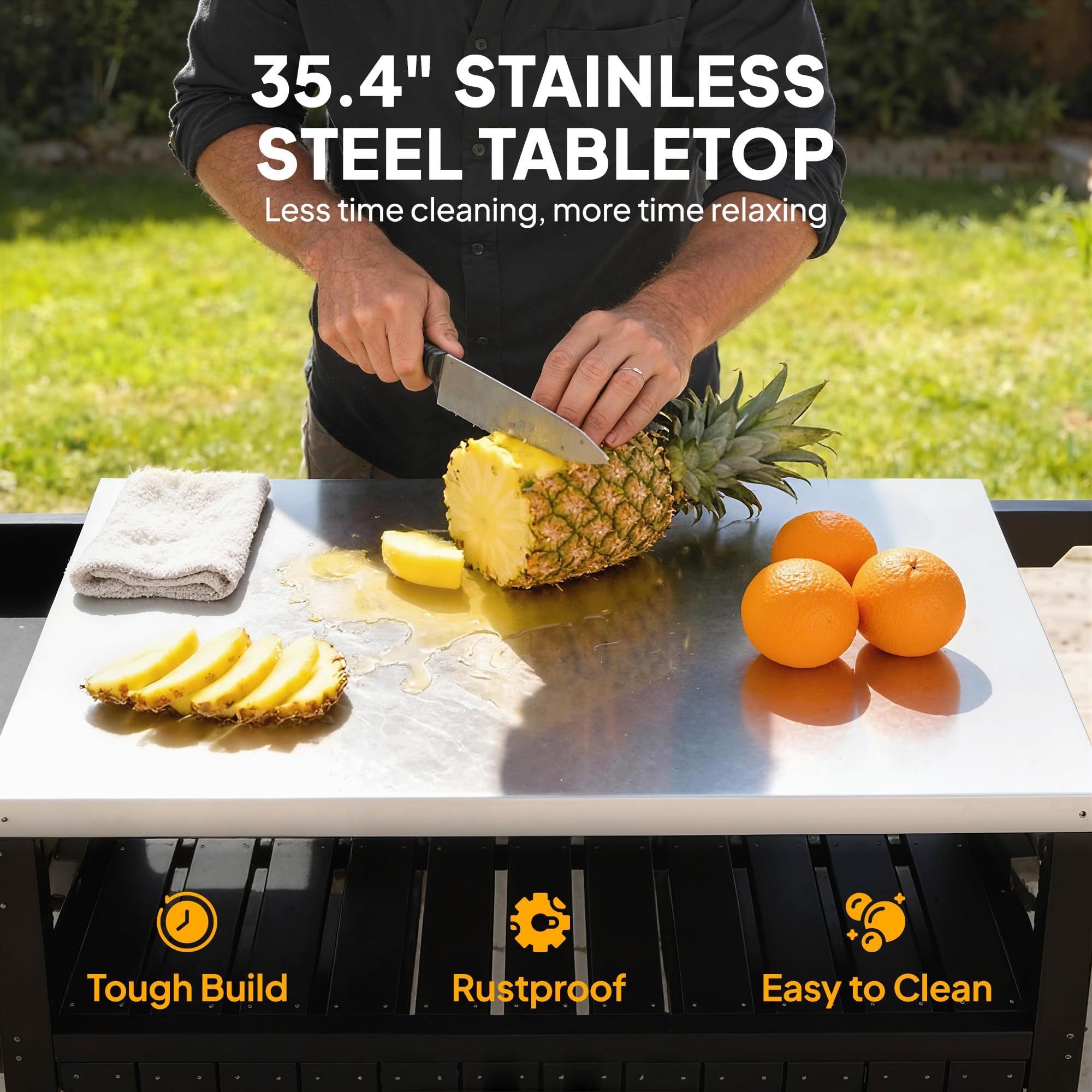 Outdoor Bar Cart with Storage Cabinet