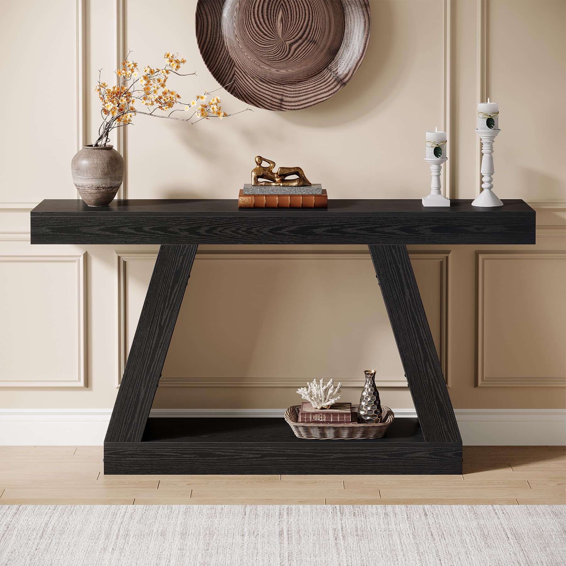 55-Inch Farmhouse Console Table with Storage