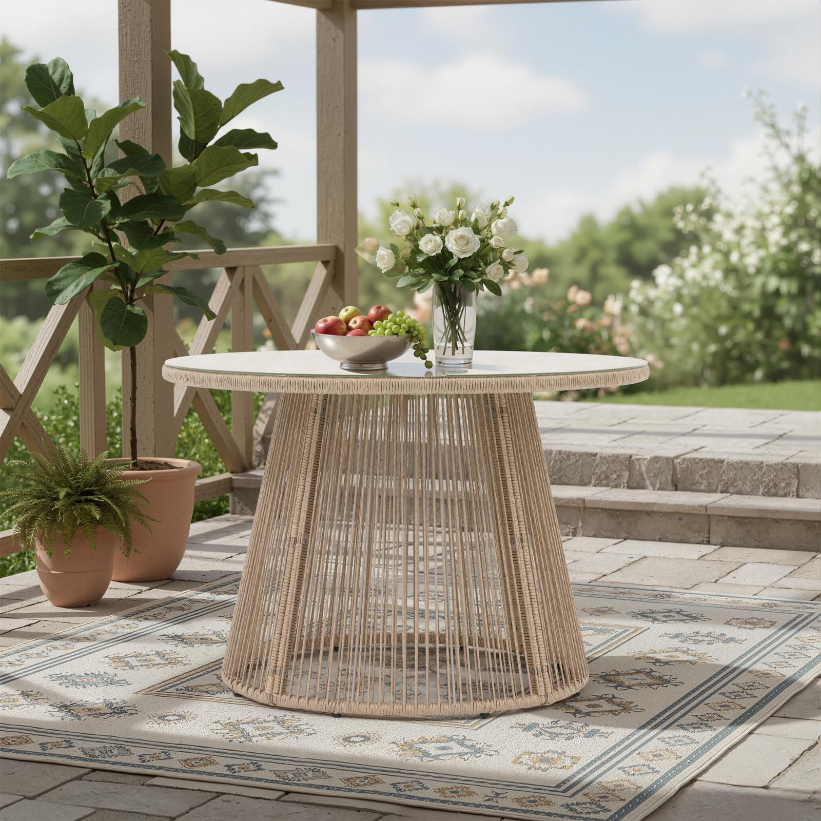 43" Round Outdoor Dining Table for 4