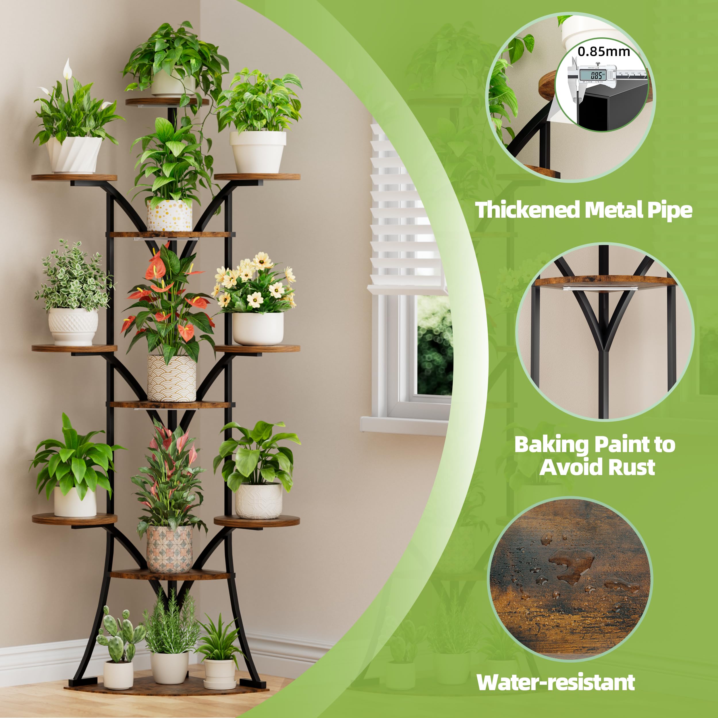 11-Tier Corner Plant Stand with Grow Lights