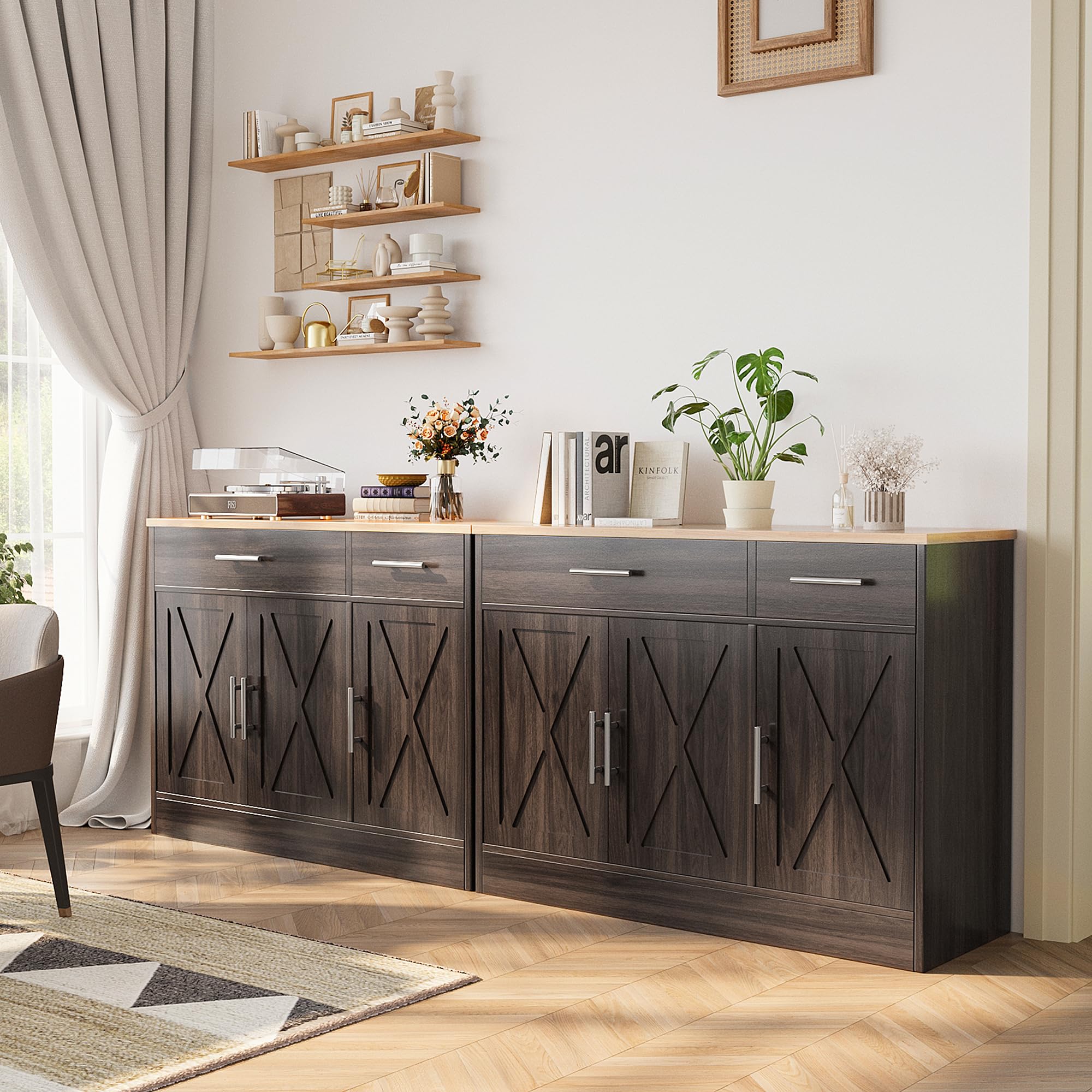 Farmhouse Sideboard Buffet Cabinet with Barn Doors