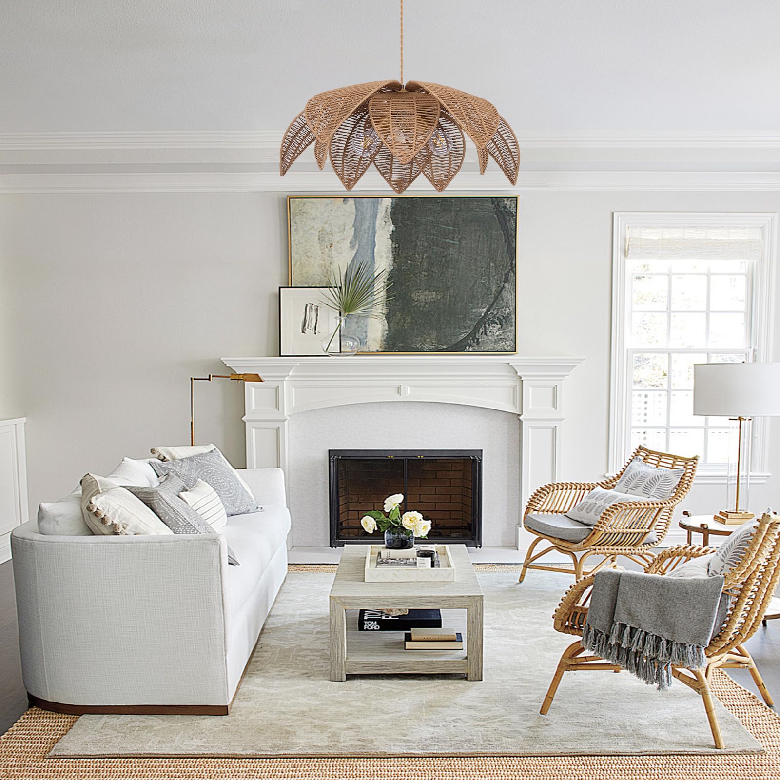 3-Light Rattan Chandelier