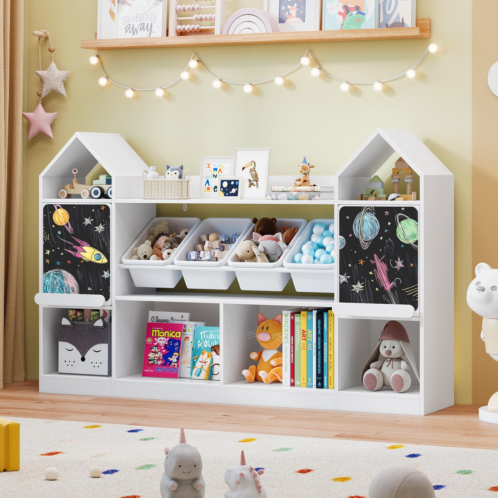 Castle Shape Children's Bookcase with Blackboard
