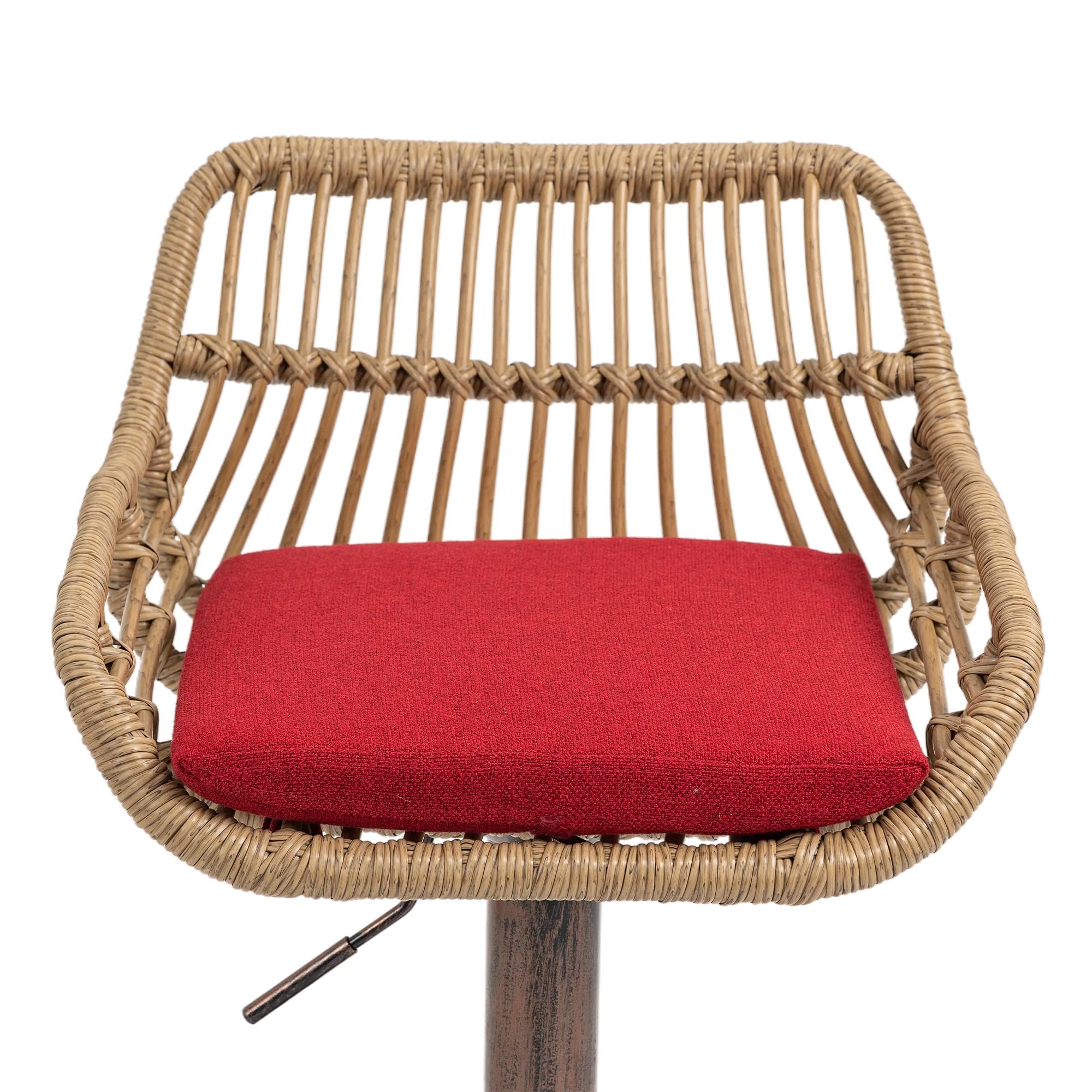 Swivel Counter Height Bar Stools Set of 2 - Adjustable Wicker with Cushion