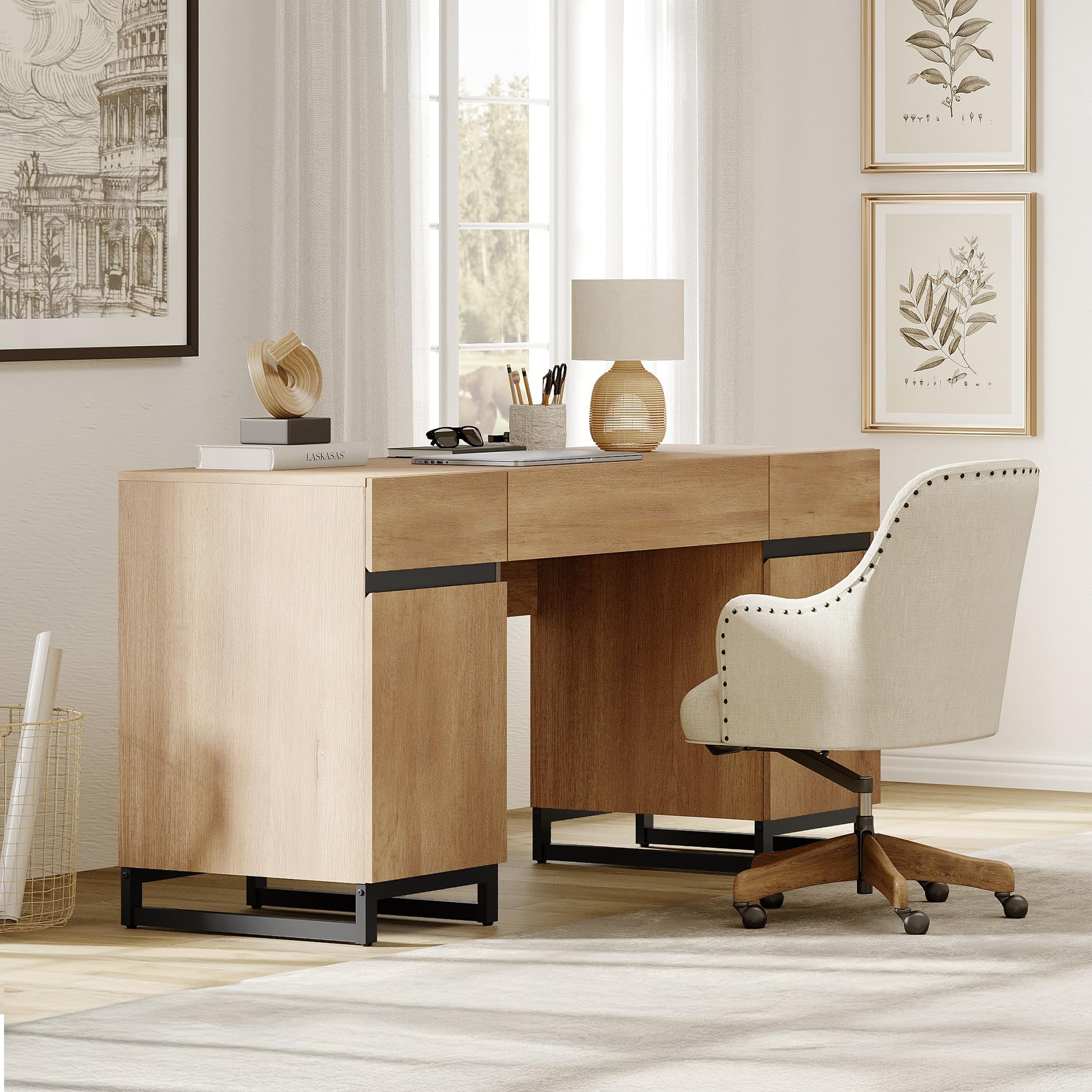 59" Executive Desk with Charging Station & 72" Bookcase Set