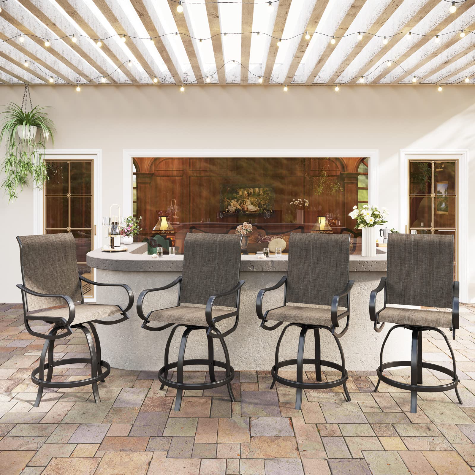 Outdoor Counter Height Bar Stools Set of 4