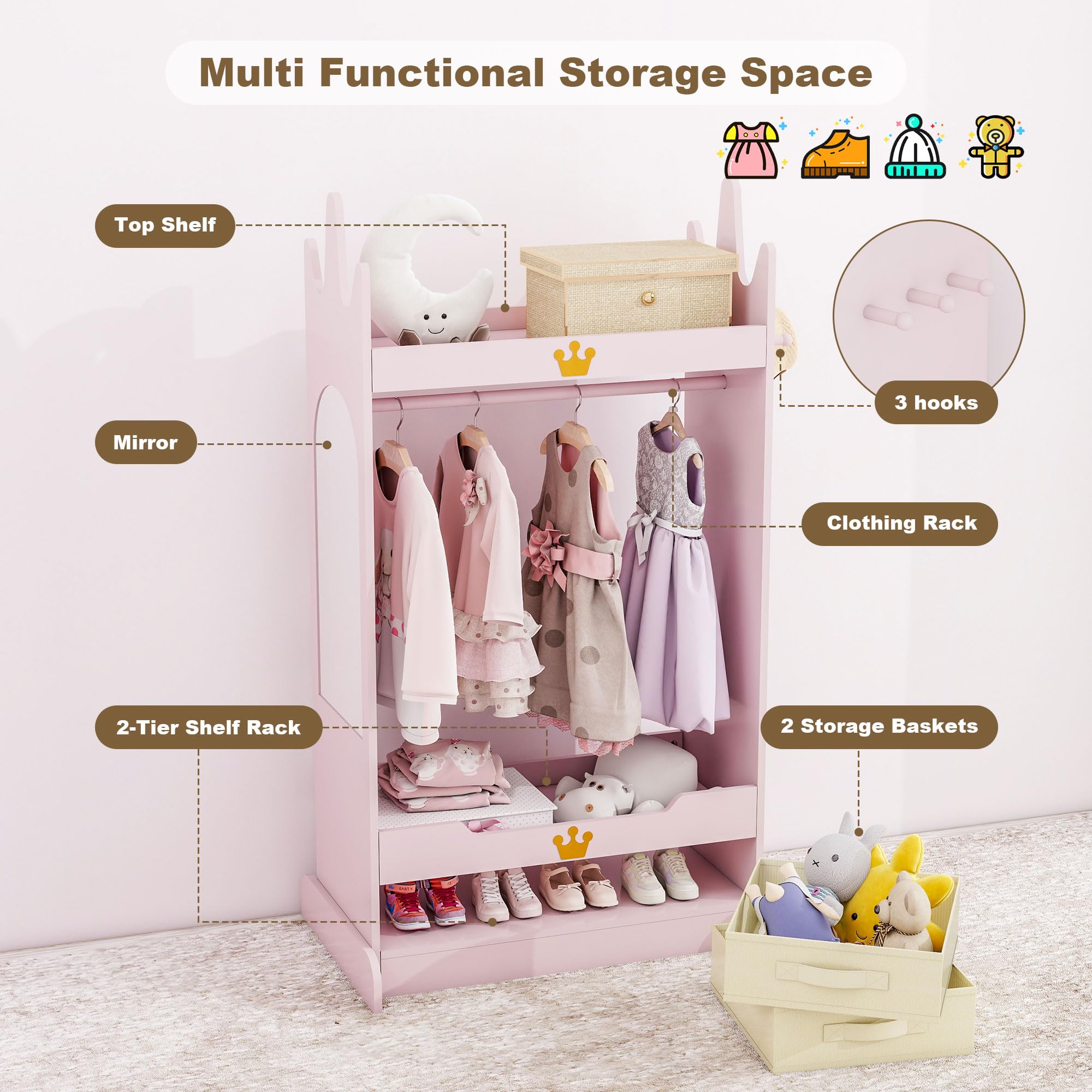 Kids Dress Up Storage with Mirror