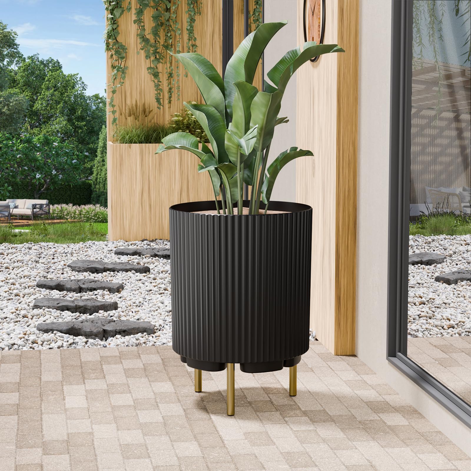 20.3" Striped Planter Stand with 3 Holders