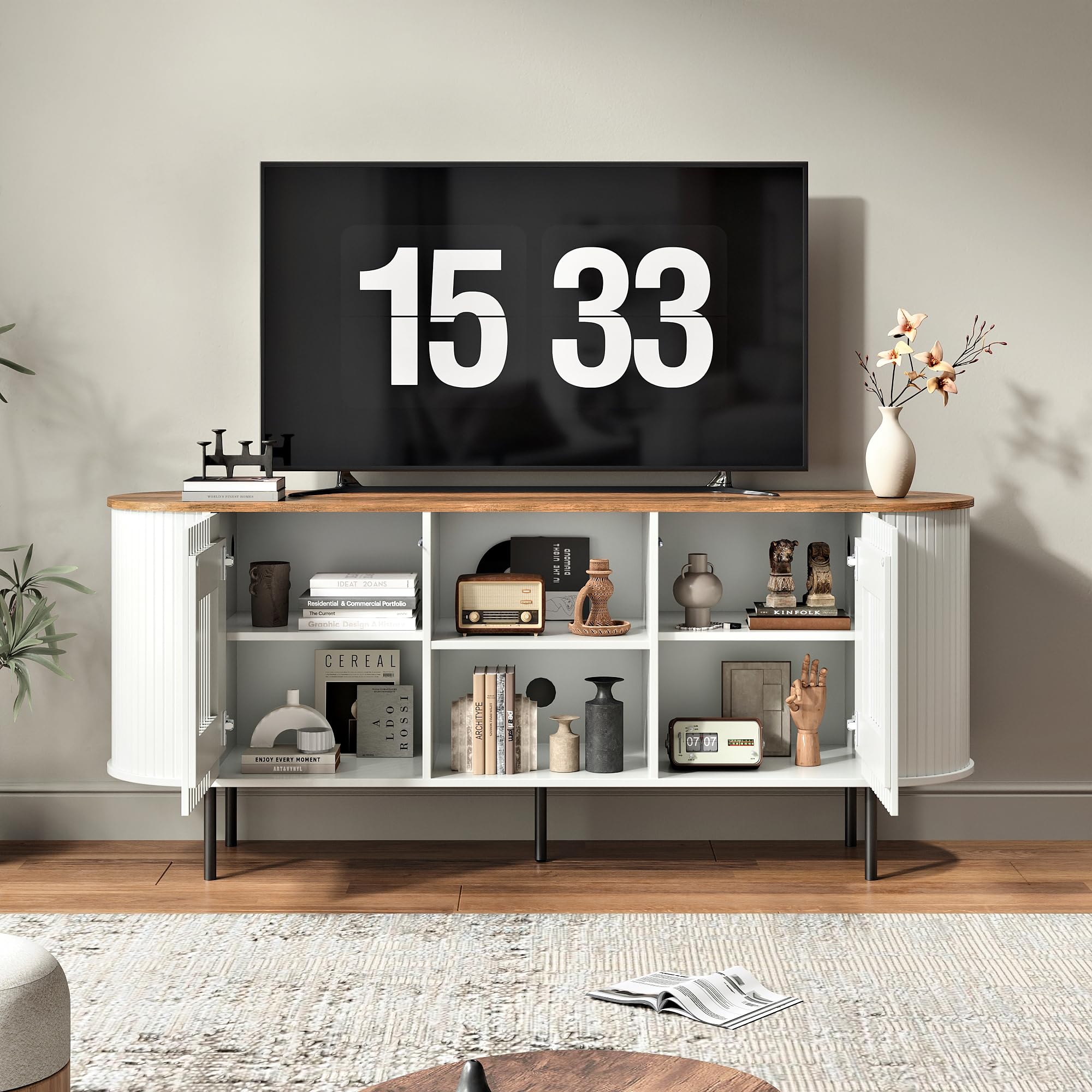 Modern TV Stand for TVs Up to 75 Inches with Adjustable Shelves