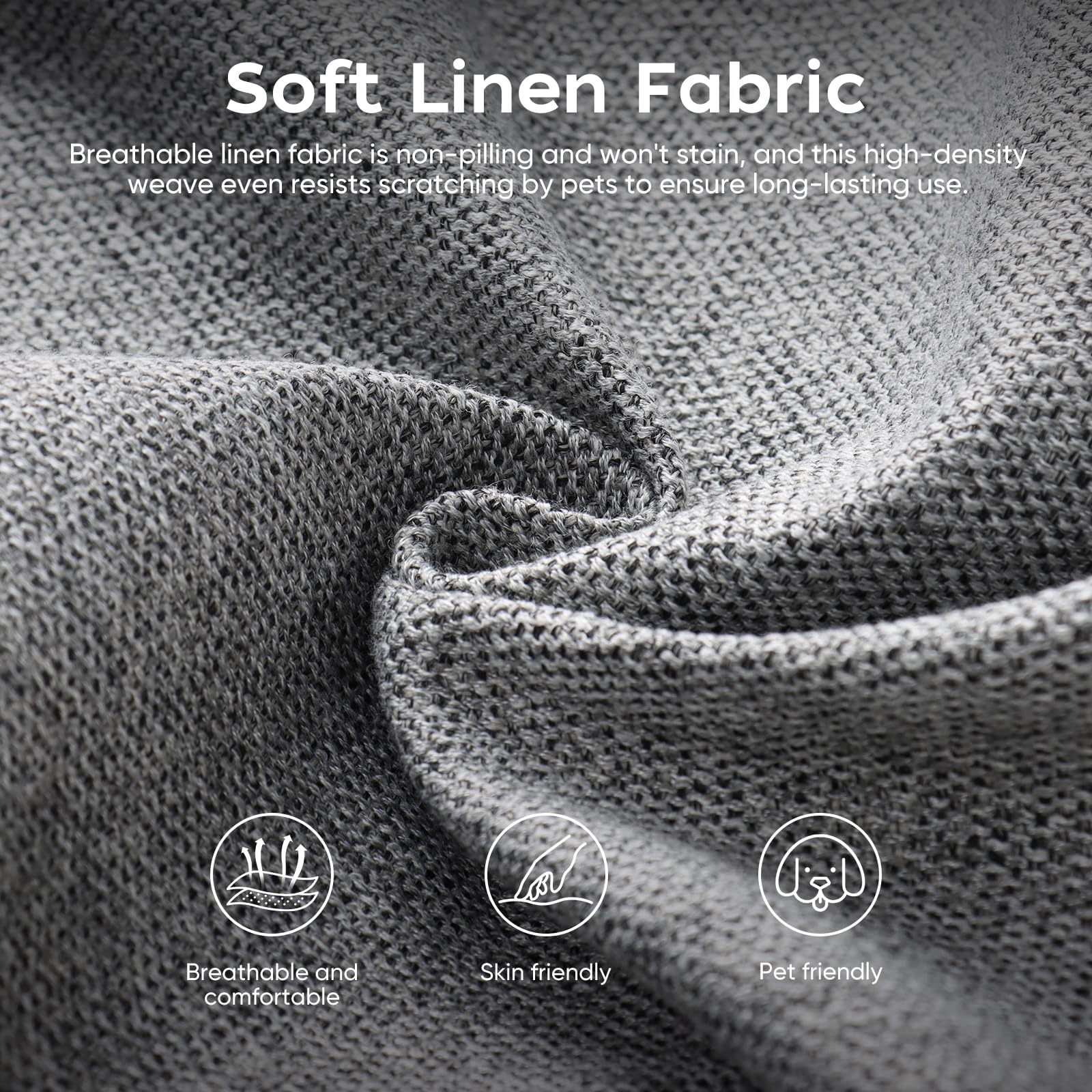 ELUCHANG Accent Chairs Set of 2, Oversized Mid Century Modern Arm Chair, Soft Linen Fabric Sofa Chairs Upholstered Comfy Chair for Living Room Bedroom Apartment (Grey)