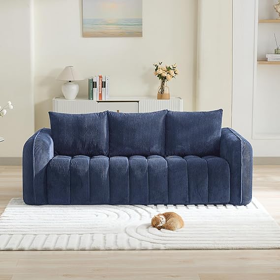 Modern Corduroy Living Room Set - Loveseat with 2 Single Chairs