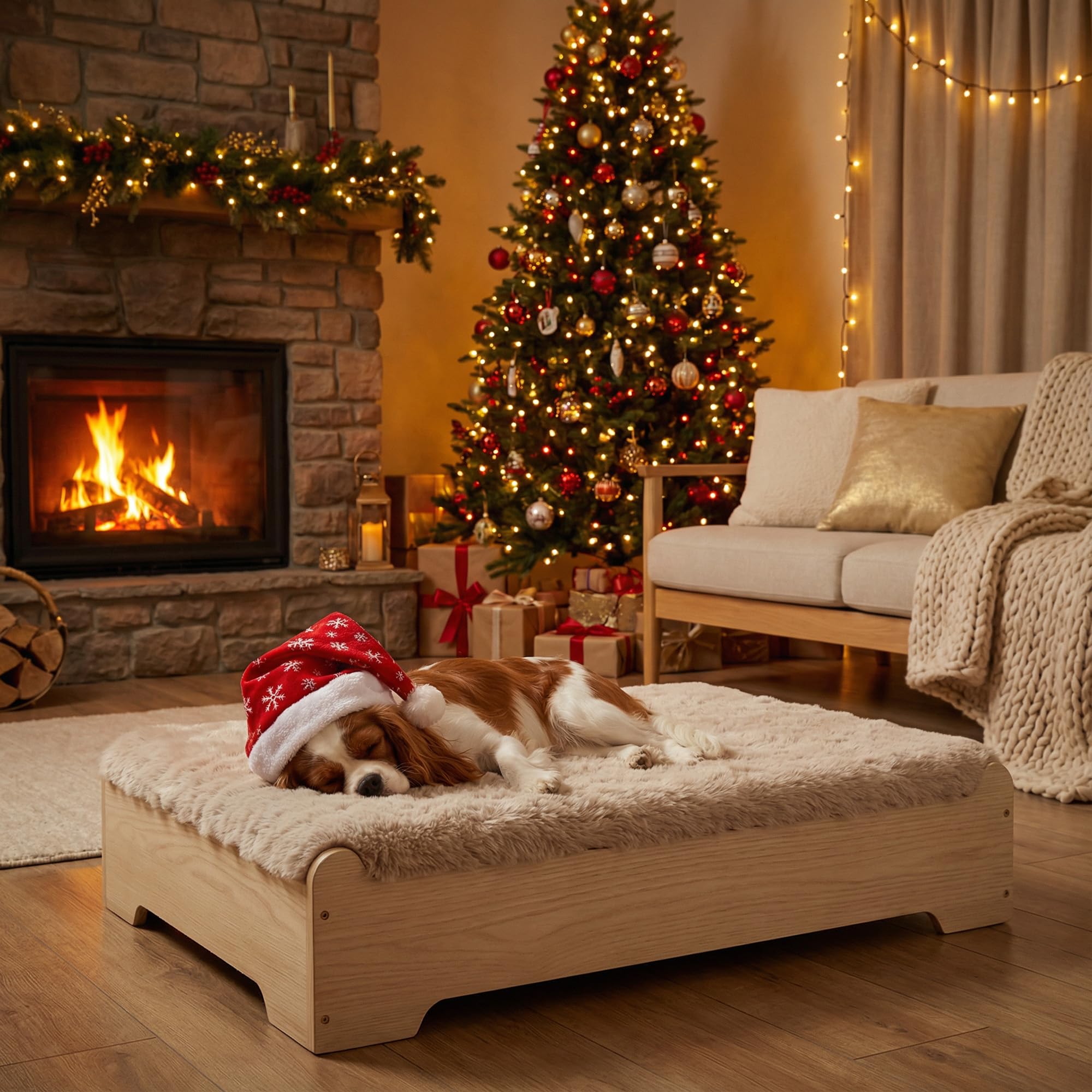 Elevated Dog Bed with Washable Cover - Small