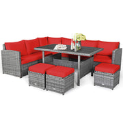 7-Piece Outdoor Rattan Sectional Sofa Set with Cushions