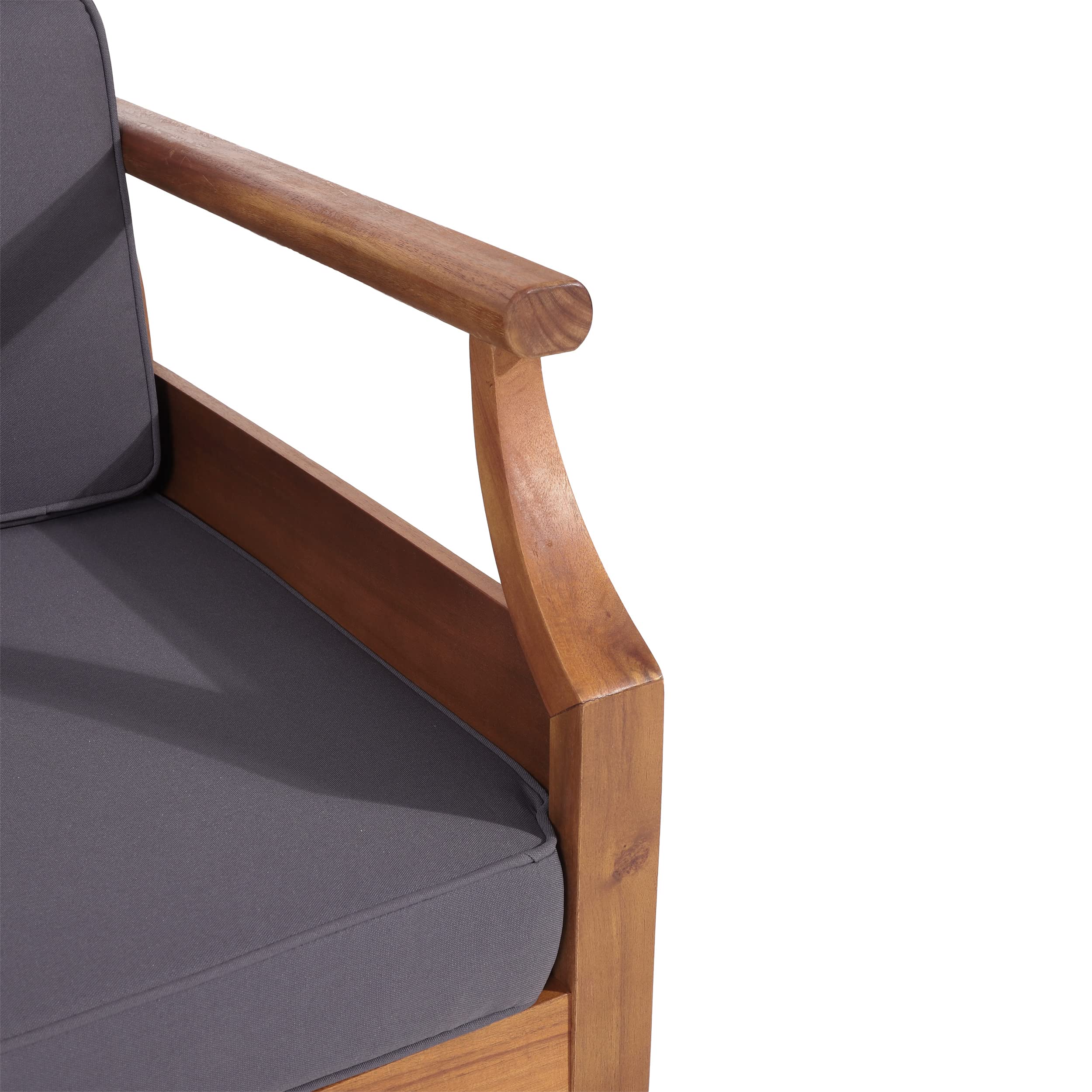 Outdoor 3 Seater Sofa - Acacia Wood - Teak and Dark Gray