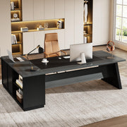 78" L-Shaped Executive Desk with Drawers and File Cabinet