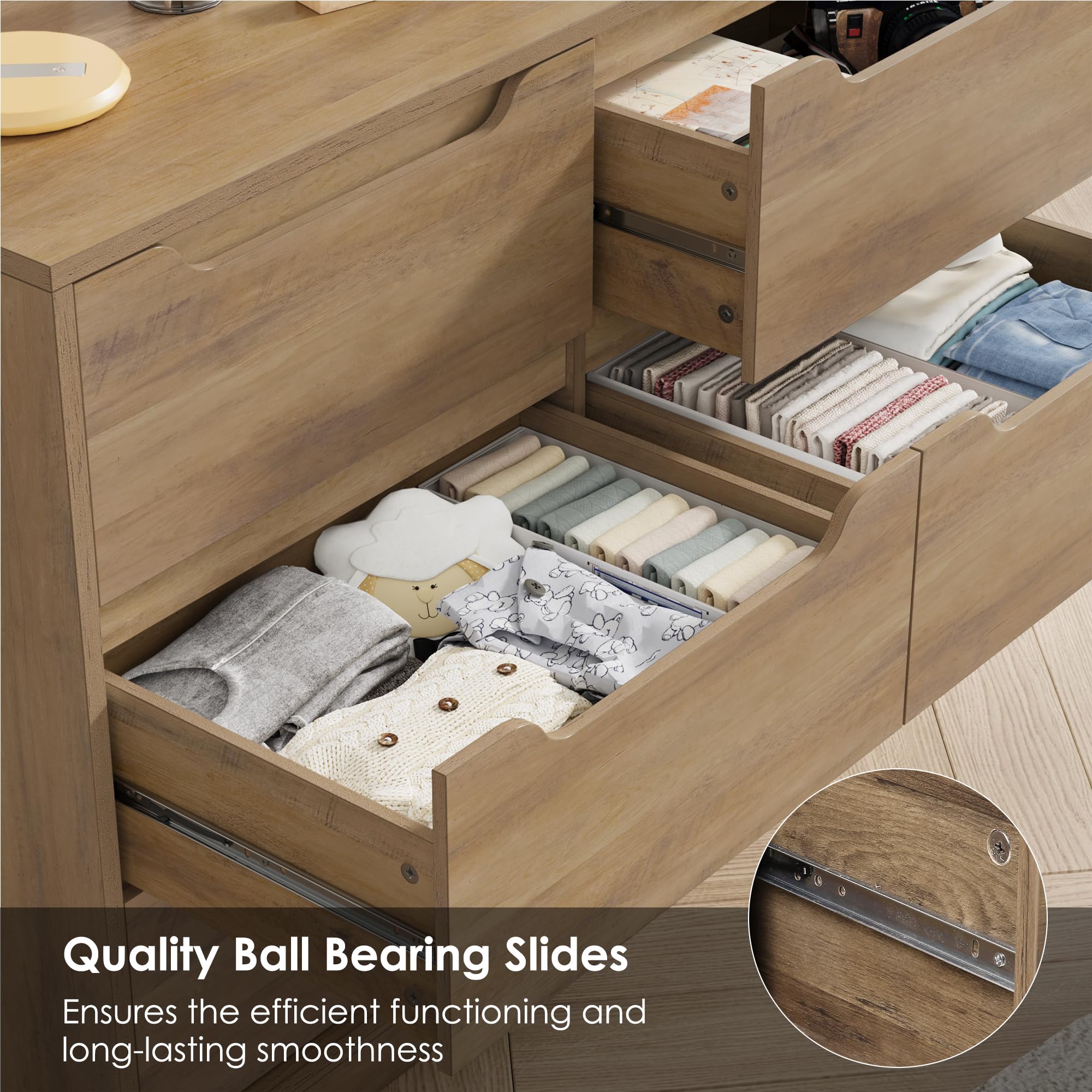 Modern 6 Drawer Dresser with Cut-Out Handles