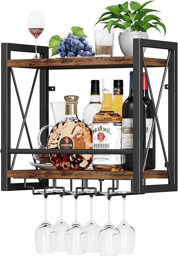 Wall Mounted Wine Rack for 10 Bottles with Top Enclosure